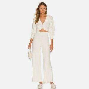 Free People Emilie Sweater Set Size XS White Whisper Cable Knit Lounge